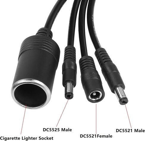 GELRHONR 12-24V 10A 16AWG SAE إلى كابل تمديد مقبس ولاعة السجائر أنثى للدراجات النارية، قابس SAE إلى DC 5.5x2.1 مم كابل مقسم محول ذكر/أنثى، للسيارات والألواح الشمسية in Kuwait