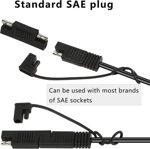 GELRHONR 12-24V 10A 16AWG SAE إلى كابل تمديد مقبس ولاعة السجائر أنثى للدراجات النارية، قابس SAE إلى DC 5.5x2.1 مم كابل مقسم محول ذكر/أنثى، للسيارات والألواح الشمسية in Kuwait