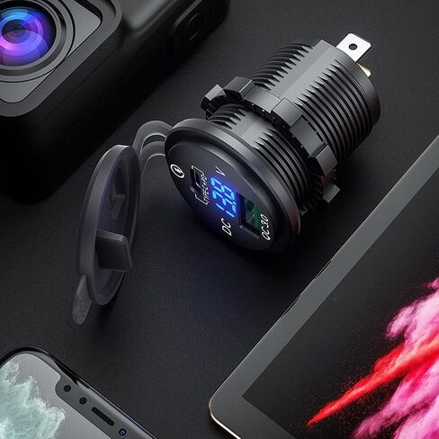 [عبوتان] منفذ USB 12 فولت، مقبس شاحن سيارة USB من النوع PD وQC 3.0 شاحن سريع 12 فولت/24 فولت مقبس مقاوم للماء 63 وات مقبس شاحن USB مزدوج توصيل الطاقة للدراجات النارية والقوارب البحرية RV ATV in Kuwait