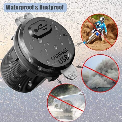 [عبوتان] منفذ USB 12 فولت، مقبس شاحن سيارة USB من النوع PD وQC 3.0 شاحن سريع 12 فولت/24 فولت مقبس مقاوم للماء 63 وات مقبس شاحن USB مزدوج توصيل الطاقة للدراجات النارية والقوارب البحرية RV ATV in Kuwait