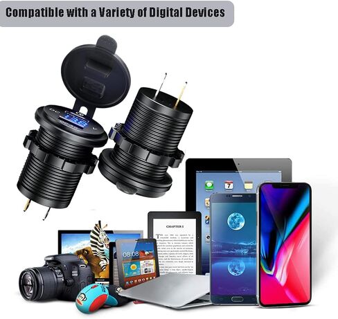 [عبوتان] منفذ USB 12 فولت، مقبس شاحن سيارة USB من النوع PD وQC 3.0 شاحن سريع 12 فولت/24 فولت مقبس مقاوم للماء 63 وات مقبس شاحن USB مزدوج توصيل الطاقة للدراجات النارية والقوارب البحرية RV ATV in Kuwait