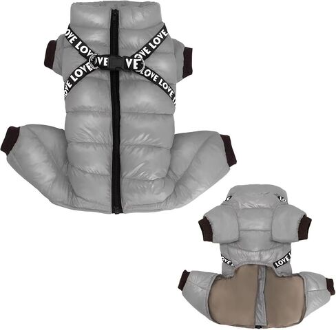 Didog Winter Small Dog Coats,Waterproof Jackets with Harness & D Rings,Warm Zip Up Cold Weather Coats for Puppy & Cats Walking Hiking,Hot Pink,Chest: 14" in Saudi Arabia