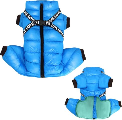 Didog Winter Small Dog Coats,Waterproof Jackets with Harness & D Rings,Warm Zip Up Cold Weather Coats for Puppy & Cats Walking Hiking,Hot Pink,Chest: 14" in Saudi Arabia