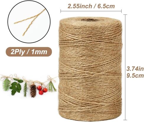 Shintop Jute Twine, 328 Feet 2ply Natural Twine String, Industrial Packing Materials Heavy Duty Twine for Arts and Crafts, Gift Wrapping and Gardening Applications in Kuwait