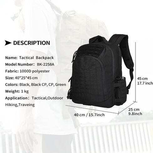 YAKEDA Military Tactical Backpacks,Laser-cutting 3-Day Army Backpack Large Bug Out Bag Travel Laptop Backpack for Men 50L (Black CP) in Saudi Arabia
