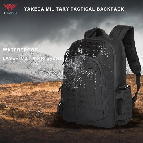 YAKEDA Military Tactical Backpacks,Laser-cutting 3-Day Army Backpack Large Bug Out Bag Travel Laptop Backpack for Men 50L (Black CP) in Saudi Arabia