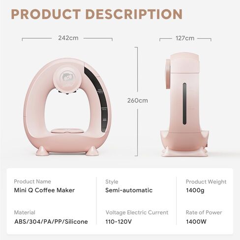 BENFUCHEN Pink Single Serve Coffee Maker For KCup/Ground Coffee, MINI Q Modern 2 in 1 Coffee Machine Personal Mini One Cup Coffee Maker/Tea Brewer With Filter&Adapter, 4-8oz Brew Size in Kuwait