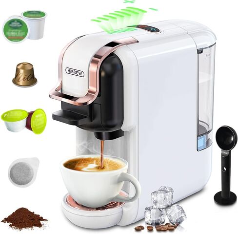 HiBREW H2B 5-in-1 Pods Coffee Maker, 19 Bar Espresso Machine for Pods, for Kcup*/Nes*/DG*/Espresso Powder, Makes iced coffee (Black) in Saudi Arabia