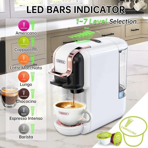 HiBREW H2B 5-in-1 Pods Coffee Maker, 19 Bar Espresso Machine for Pods, for Kcup*/Nes*/DG*/Espresso Powder, Makes iced coffee (Black) in Saudi Arabia