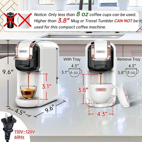 HiBREW H2B 5-in-1 Pods Coffee Maker, 19 Bar Espresso Machine for Pods, for Kcup*/Nes*/DG*/Espresso Powder, Makes iced coffee (Black) in Saudi Arabia
