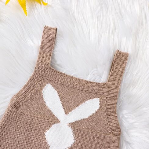 fhutpw عيد الفصح الأرنب رومبير طفل صبي فتاة محبوك بلا أكمام بذلة الزي لطيف الوليد 3 6 9 12 شهرا الملابس (أفخم الذيل الكاكي، 3-6 أشهر) in Kuwait