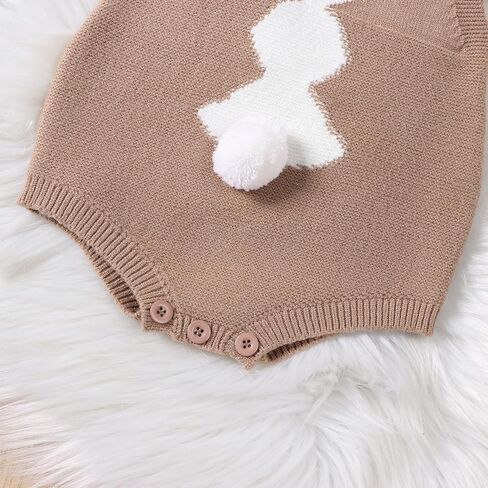 fhutpw عيد الفصح الأرنب رومبير طفل صبي فتاة محبوك بلا أكمام بذلة الزي لطيف الوليد 3 6 9 12 شهرا الملابس (أفخم الذيل الكاكي، 3-6 أشهر) in Kuwait