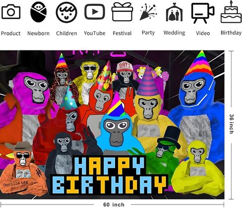 غوريلا علامة خلفية زينة عيد ميلاد سعيد عيد ميلاد راية خلفية لعلامة الغوريلا لوازم حفلة عيد ميلاد (5x3ft) in Kuwait
