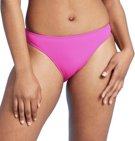 Shade & Shore Women's Ribbed High Leg Extra Cheeky Bikini Bottom - (Magenta) - (Medium) in Saudi Arabia
