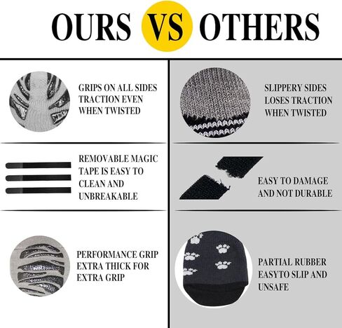 جوارب مضادة للانزلاق للكلاب للأرضيات الداخلية لمزيد من الإمساك، جوارب للكلاب الكبيرة في الأماكن المغلقة والخارجية، واقيات لمخالب الكلاب من الإصابات، شريط النمر باللون الرمادي مقاس L in Kuwait