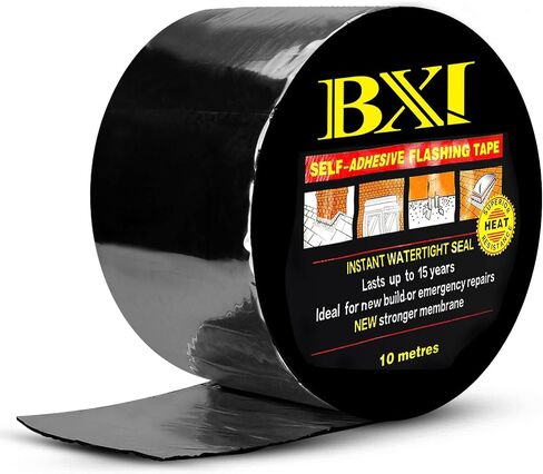 غشاء شريط لفة وامض BXI، شريط ختم رقعة مقاوم للماء بسمك 4 بوصات × 32 قدمًا، ذاتية اللصق SBS إسفلت مطاطي معدل، مانع تسرب الروافد على سطح السفينة لإصلاح مزراب نافذة السقف في الهواء الطلق in Kuwait
