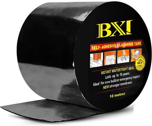 غشاء شريط لفة وامض BXI، شريط ختم رقعة مقاوم للماء بسمك 4 بوصات × 32 قدمًا، ذاتية اللصق SBS إسفلت مطاطي معدل، مانع تسرب الروافد على سطح السفينة لإصلاح مزراب نافذة السقف في الهواء الطلق in Kuwait