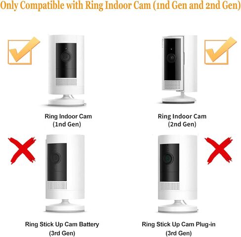 1 حزمة منفذ جبل لكاميرا Ring الداخلية (الجيل الثاني والجيل الأول)، حامل تثبيت على الحائط، دوران 360 درجة وتصميم موفر للمساحة (الكاميرا الحلقية غير متضمنة) in Kuwait