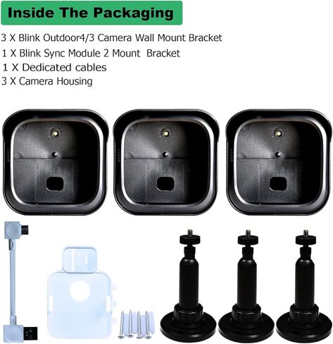 All-New Blink Outdoor & Indoor Camera Mount. Weatherproof Protective Housing and 360° Adjustable Mount for Blink 4rd (4th)/ 3rd (3th) Gen with Blink Sync Module 2 Mount (Black 2 PCS) in Kuwait