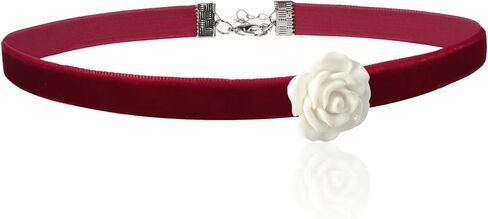 Handcrafted Velvet Choker Necklace with Exquisite Camellia Pendant Fashion Jewelry for Women Girls in Kuwait