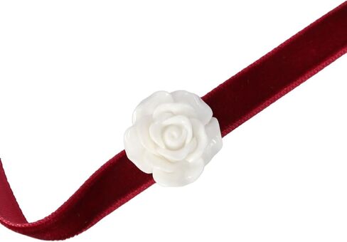 Handcrafted Velvet Choker Necklace with Exquisite Camellia Pendant Fashion Jewelry for Women Girls in Kuwait