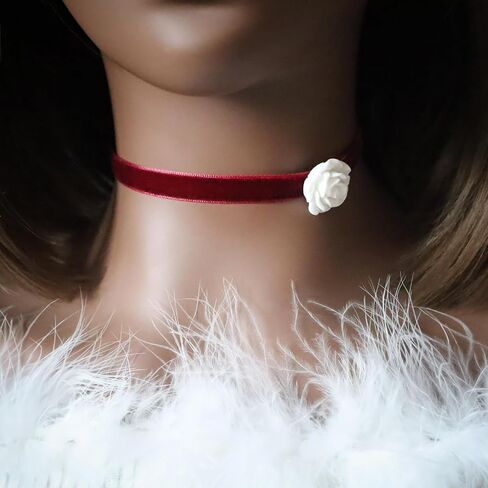 Handcrafted Velvet Choker Necklace with Exquisite Camellia Pendant Fashion Jewelry for Women Girls in Kuwait