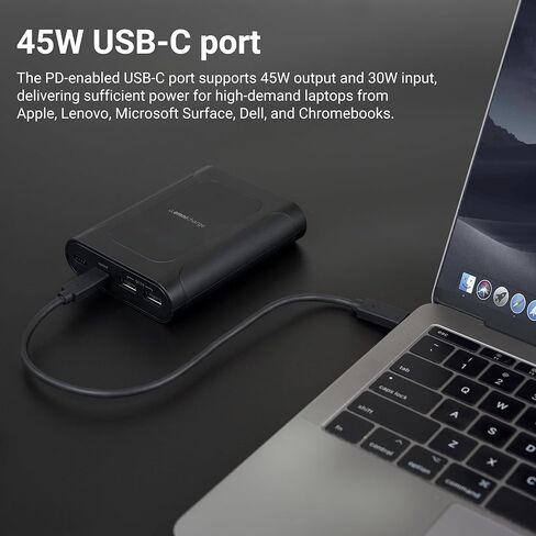 أومني موبايل 12800 باور بانك للكمبيوتر المحمول مع USB-C | حزمة بطارية لأجهزة الكمبيوتر المحمولة والأجهزة اللوحية والكاميرات والهواتف الذكية وآيفون وسامسونج جالاكسي والأجهزة الذكية الأخرى in Kuwait