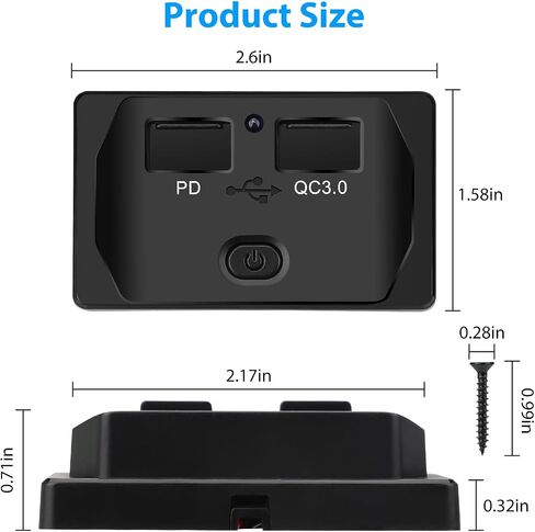 منفذ USB 2 قطعة 12 فولت، مقبس شاحن سيارة USB مزدوج من Linkstyle، مقبس شاحن 30 وات PD و18 وات QC3.0، لوحة مخرج USB RV مع ضوء أزرق ومفتاح، لوحة شاحن سيارة سريعة لعربة الجولف لشاحنة RV البحرية in Kuwait