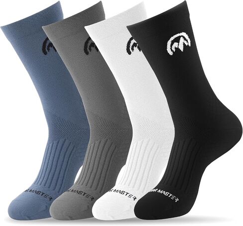 OutdoorMaster 4 Pack Cycling Socks, Compression Cushioned Bike Socks, Athletic Tall Crew Hiking Running for Men & Women in Saudi Arabia