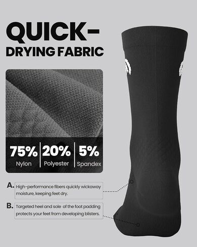 OutdoorMaster 4 Pack Cycling Socks, Compression Cushioned Bike Socks, Athletic Tall Crew Hiking Running for Men & Women in Saudi Arabia