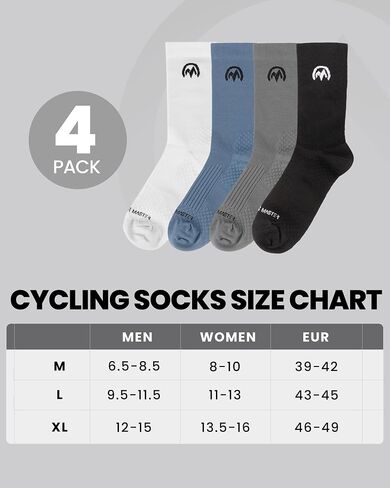 OutdoorMaster 4 Pack Cycling Socks, Compression Cushioned Bike Socks, Athletic Tall Crew Hiking Running for Men & Women in Saudi Arabia