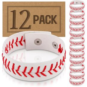 Primium Baseball Bracelets Bulk, Team Pack, Inspirational Seam Leather Wristbands for Sports Fans, Sports Theme Birthday Party Favor Gifts in Saudi Arabia