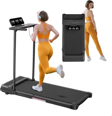 Folding Walking Pad Treadmill with Handle Bar, 3.5HP Compact Portable Foldable Walking Pads Treadmill with Handles, Electric Small Treadmills for Home Office Apartment, LED Display, 400 LBS Capacity in Saudi Arabia