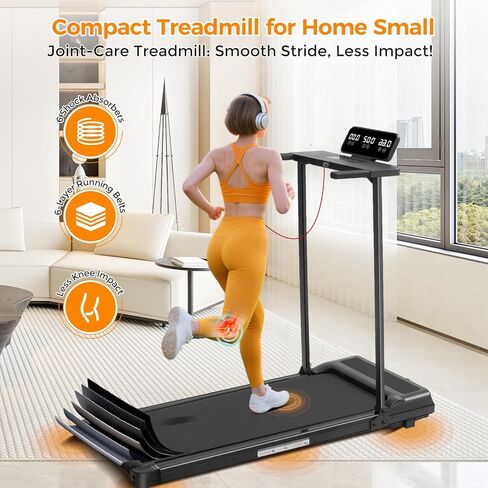 Folding Walking Pad Treadmill with Handle Bar, 3.5HP Compact Portable Foldable Walking Pads Treadmill with Handles, Electric Small Treadmills for Home Office Apartment, LED Display, 400 LBS Capacity in Saudi Arabia