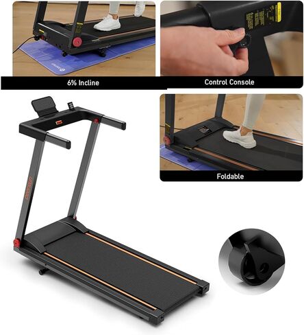 DeerRun Treadmills for Home with Incline and Handles, 3.5 HP Foldable Treadmill 350 LBS Weight Capacity for Small Spaces, Folding Running Machine with Smart APP in Kuwait