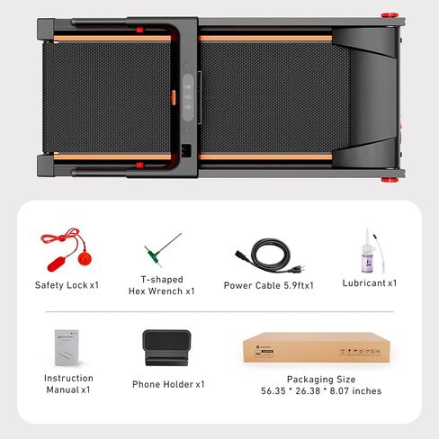 DeerRun Treadmills for Home with Incline and Handles, 3.5 HP Foldable Treadmill 350 LBS Weight Capacity for Small Spaces, Folding Running Machine with Smart APP in Kuwait