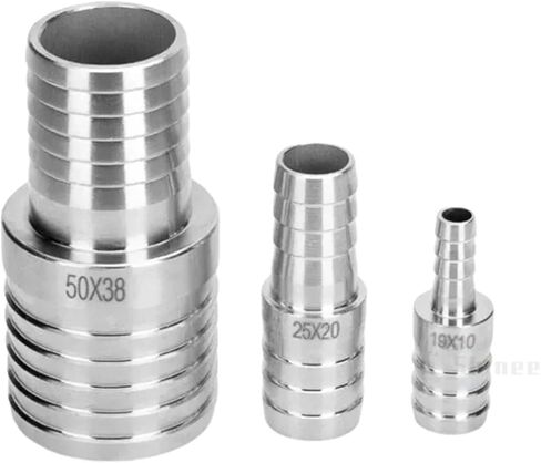 3-20 Mm Hose Barb Equal Reducing 304 Stainless Steel Bulkhead Hosetail Pipe Fitting Connector Panel 1Pcs(14mm-12mm Barb) in Saudi Arabia