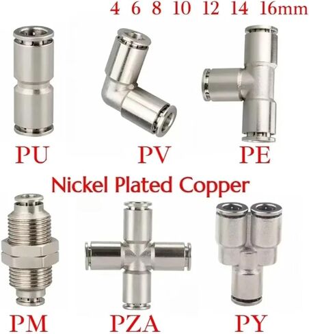 4-16mm OD Tube PU PE PV PM Elbow Corss Y Tee Copper Nickel-plated Release To Connect Pneumatic Fittings 1Pcs(PU,6mm OD Tube) in Saudi Arabia