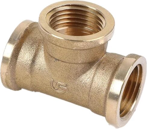 Pneumatic Plumbing Brass Pipe Fitting Male/Female Thread 1/8" 1/4" 1/2" Tee Type Copper Fittings 1Pcs(Female-F-F,3/4") in Saudi Arabia
