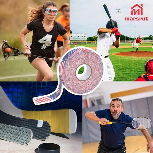 2 لفائف هوكي شريط ، قبضة قطعة قماش ملونة 1 "x27yds متعددة الأغراض للبيسبول الرياضية الرياضية الرياضية لاكروس مضارب السحب أدوات البستنة الأدوات اليدوية سهلة للدموع ، تمتد (علم الولايات المتحدة الأمريكية) in Kuwait