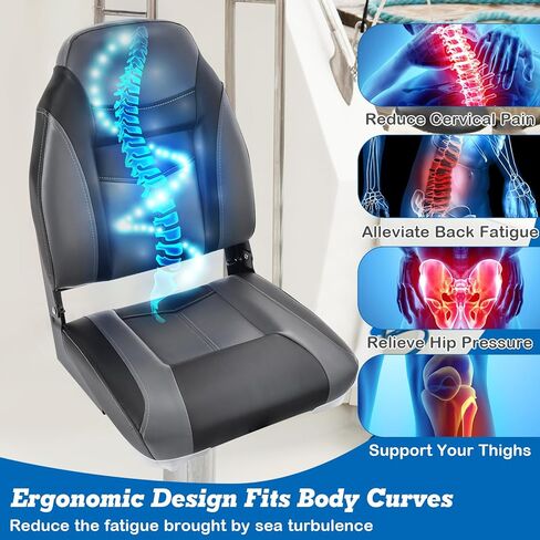 مقاعد قارب Gymax قابلة للطي منخفض/مرتفع مع برغي من الفولاذ المقاوم للصدأ ، وكراسي قبطان القوارب للهبوط لليخوت الصيد in Saudi Arabia