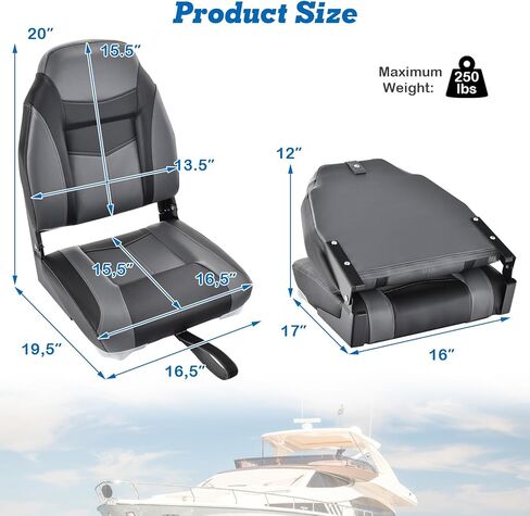 مقاعد قارب Gymax قابلة للطي منخفض/مرتفع مع برغي من الفولاذ المقاوم للصدأ ، وكراسي قبطان القوارب للهبوط لليخوت الصيد in Saudi Arabia