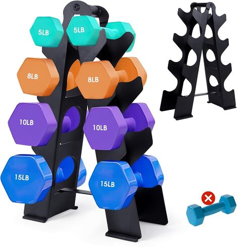 Dumbbell Rack Stand Only(Dumbbells not Included), Compact A-Frame Weight Rack for Dumbbells, Rust-Resistant Coated Dumbbell Storage Rack, Dumbbell Stand with Handle & Non-Slip Base for Home Gym in Saudi Arabia