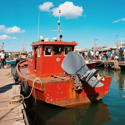 غطاء خارجي مقاوم للماء ، وغطاء خارجي مقاوم للماء 1200D ، وغطاء محرك القوارب (رمادي ، 50-115 حصان) in Kuwait