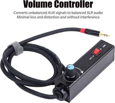 AUX to XLR Isolation Box, 3.5mm TRS to 3-Pin XLR Hum Eliminator with Volume Control, Built-in Audio Transformer & Ground Lift Switch, 3.3ft Cord, Removable Gold Coated AUX Plug in Kuwait