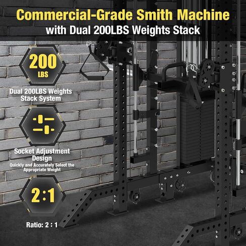 Commercial Cable Crossover Exercise Machine All in One Functional Trainer Cable Machine with 400LBS Weight Stacks Power Cage Squat Rack with Pulley System Compact Functional Trainer for Home Gyms in Saudi Arabia