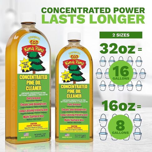 King Pine Concentrated Pine Oil Multi-Surface Cleaner Industrial Strength, Gold, 16 Fl Oz in Kuwait