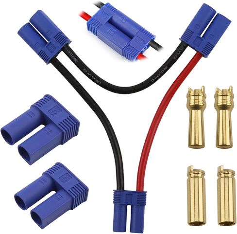 1 PCS EC5 Series Connector مع 10AWG WIR/Series Battery Adapter 10AWG 4INCH FOR LOSI/E-FLITE ، 2 مجموعات من محول موصل البطارية EC5 مطلي بالذهب 5 مم موصل موصل للذكور من أجل RC ESC in Kuwait