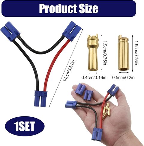 1 PCS EC5 Series Connector مع 10AWG WIR/Series Battery Adapter 10AWG 4INCH FOR LOSI/E-FLITE ، 2 مجموعات من محول موصل البطارية EC5 مطلي بالذهب 5 مم موصل موصل للذكور من أجل RC ESC in Kuwait