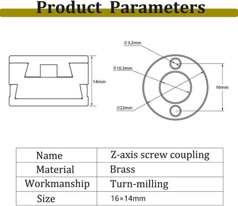 1pc النحاس 16 مم اقتران z محور قضيب السرير الساخن T8 الرصاص المسمار 3D مقرن الطابعة in Saudi Arabia